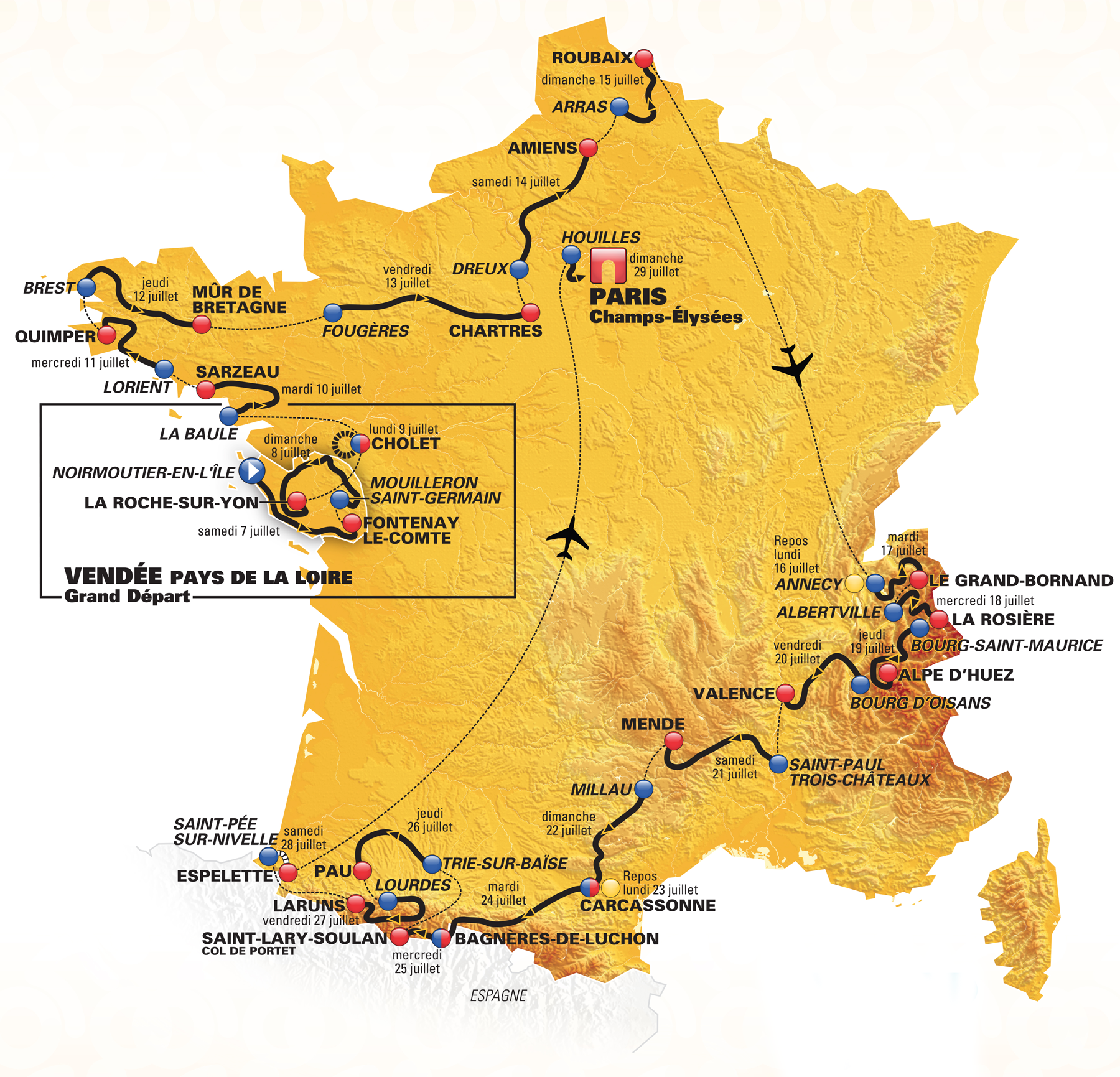 carte du tour 2018