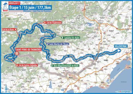 carte 1 ere etape route du sud 2017