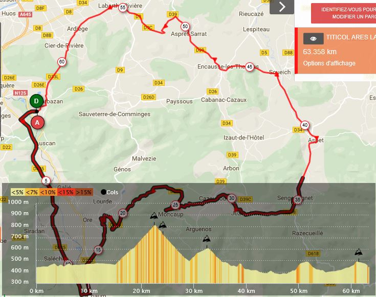parcours col des ares 19 mai 2018